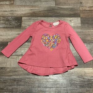 btween Pink Long Sleeve Top with Colorful Heart